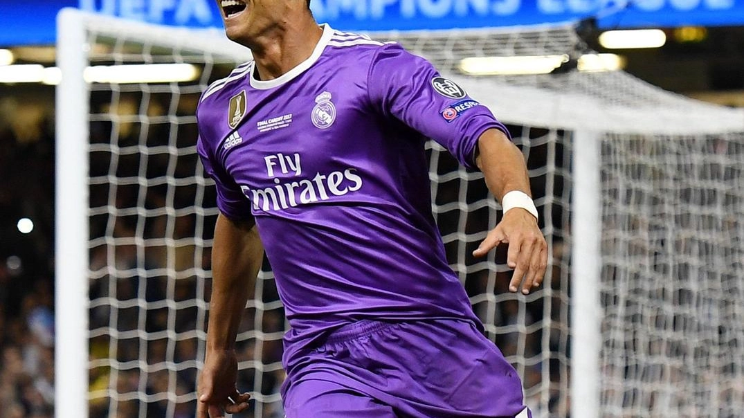 Cristiano Ronaldo in maglia viola durante la finale di Champions