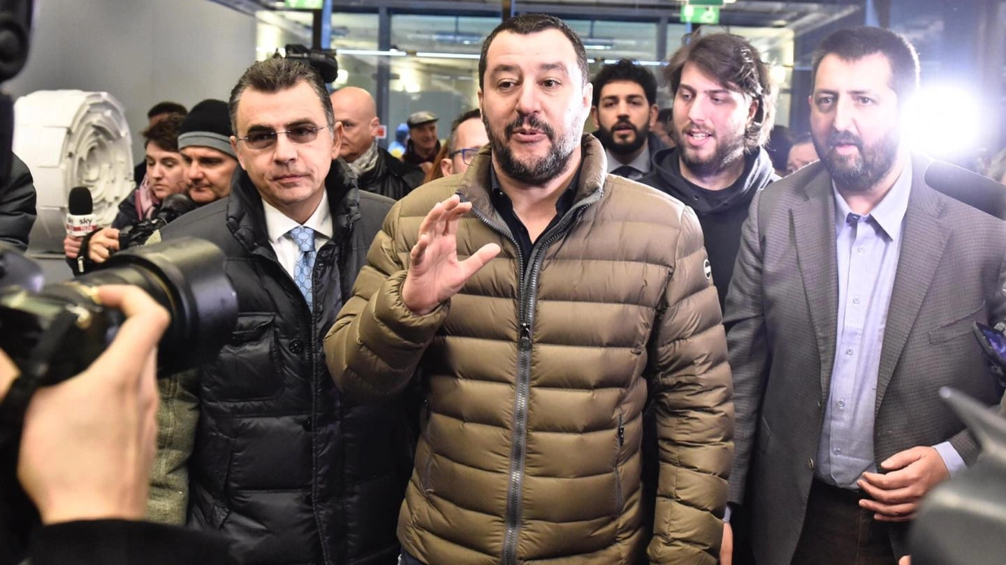 Il segretario della Lega Nord Matteo Salvini visita la fiera 'Libro Aperto' alla Fortezza