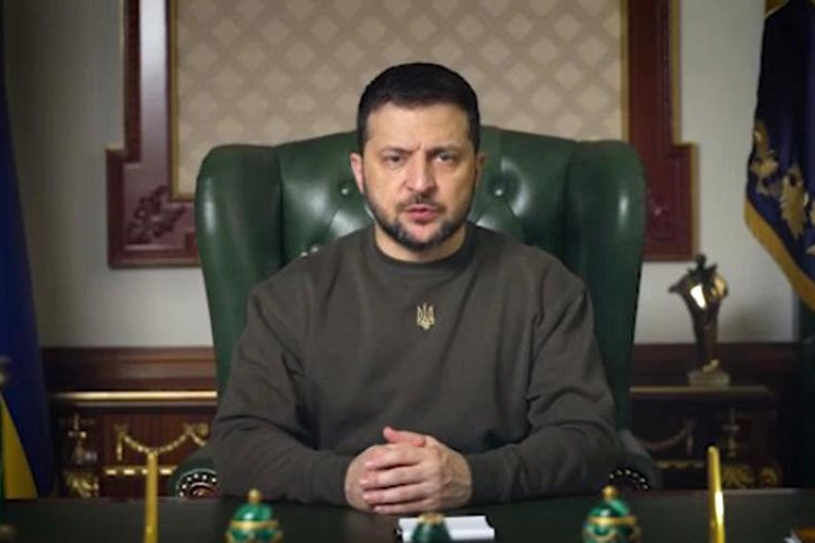 Il discorso serale di Zelensky, 23 gennaio 2023 (Ansa)