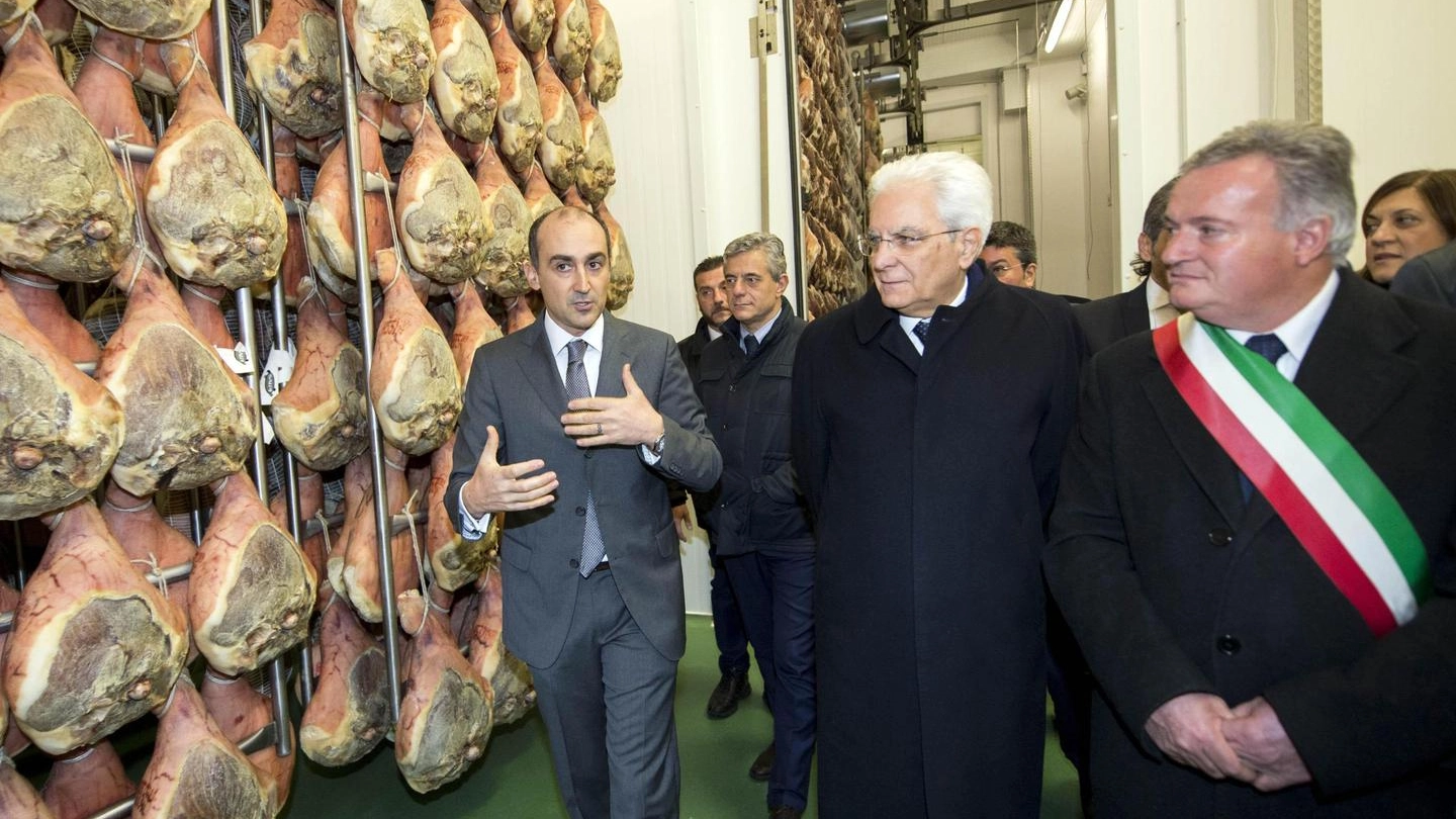 Il presidente della Repubblica visita il prosciuttificio Salpi a Preci