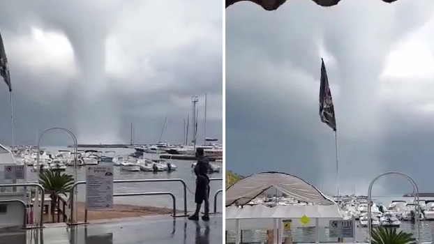La tromba d'aria a Porto Ercole (Fonte: pagina Fb Tornado in Italia)