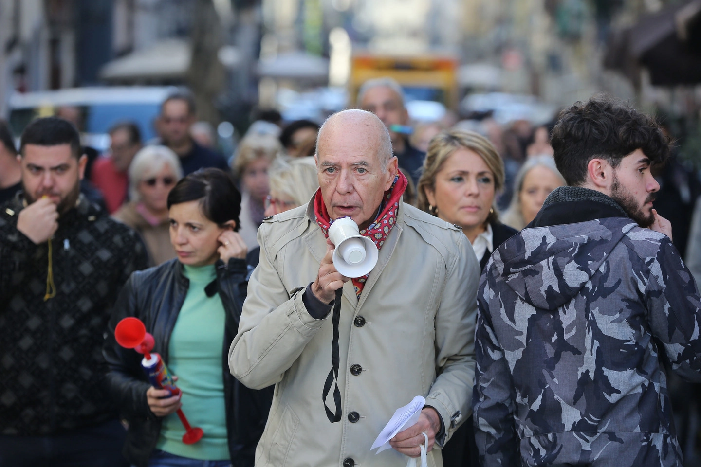 PRESSPHOTO Firenze  protesta e corteo dell'Associazione Borgognissanti per chiedere più sicurezza nelle strade: il presidente Fabrizio Carabba. Foto Marco Mori/New Press Photo