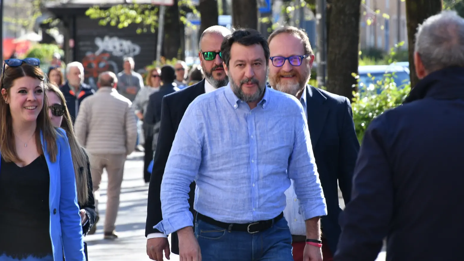 Matteo Salvini in tour elettorale a Massa