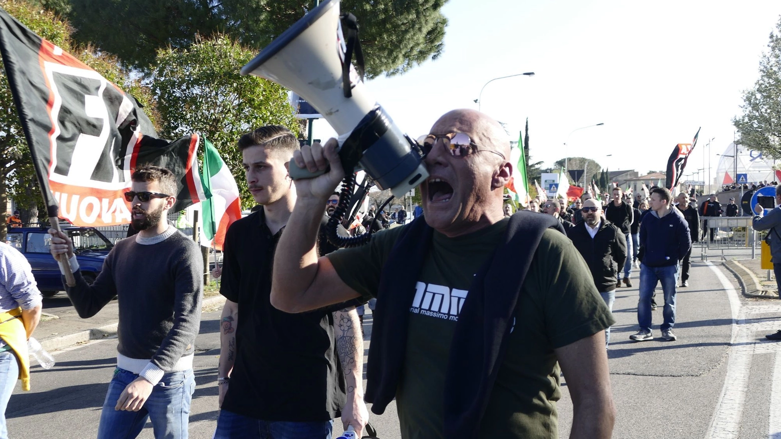 La manifestazione di Forza Nuova a Prato nel 2019 (foto Attalmi)