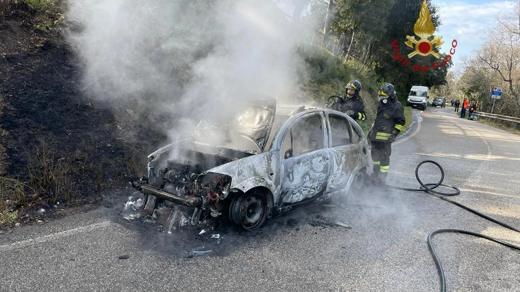 Brucia macchina sulla Provinciale 53, uomo si salva uscendo subito Brucia macchina sulla Provinciale 53, uomo si salva uscendo subito