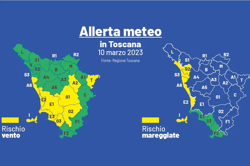 Allerta gialla in toscana per vento e mareggiate