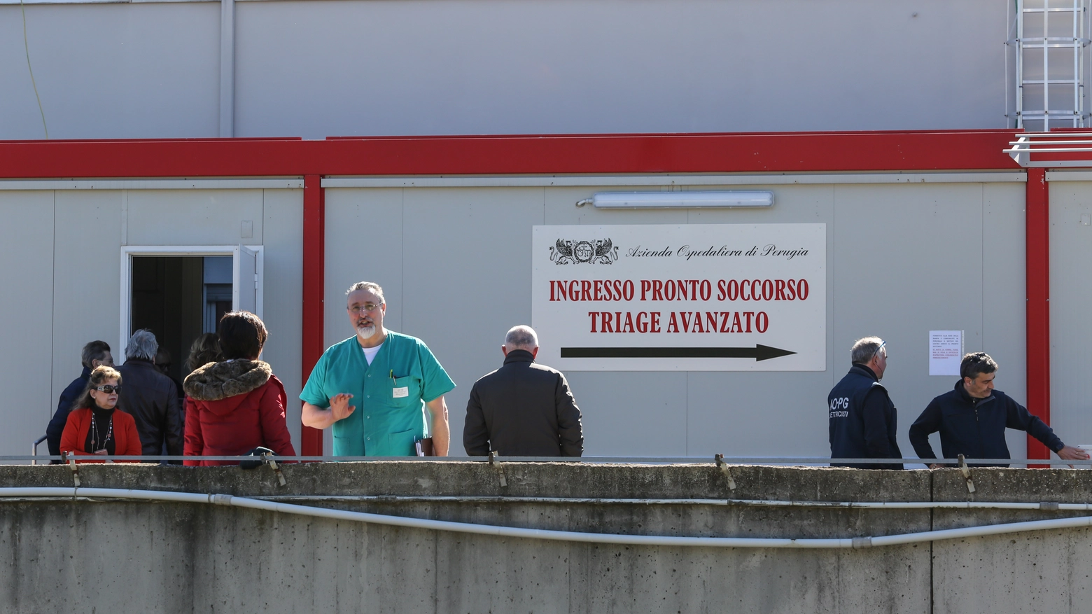 Il container allestito al Pronto soccorso di Perugia
