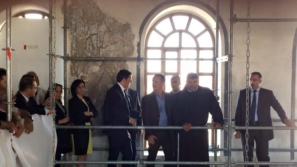 Renzi in visita ai restauri Piacenti della Basilica 
