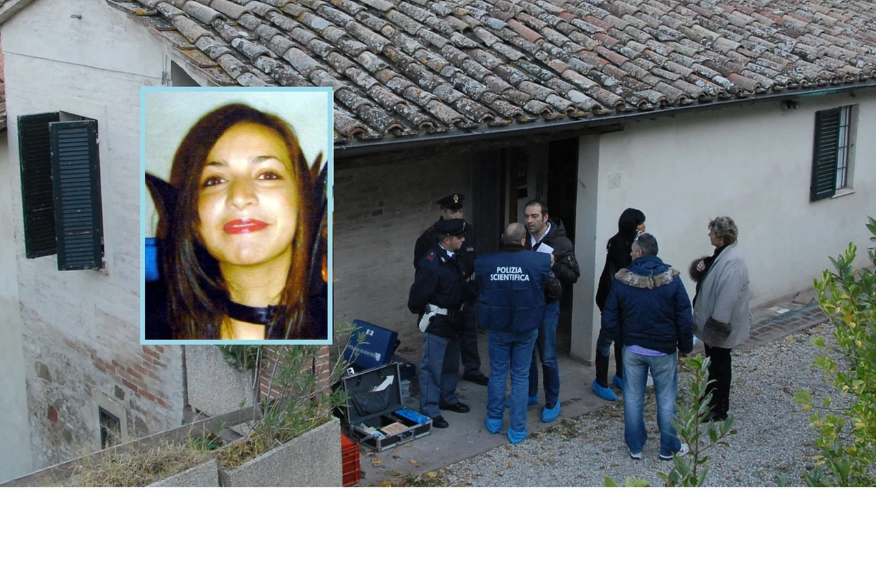 La casa del delitto e, nel riquadro, Meredith Kercher