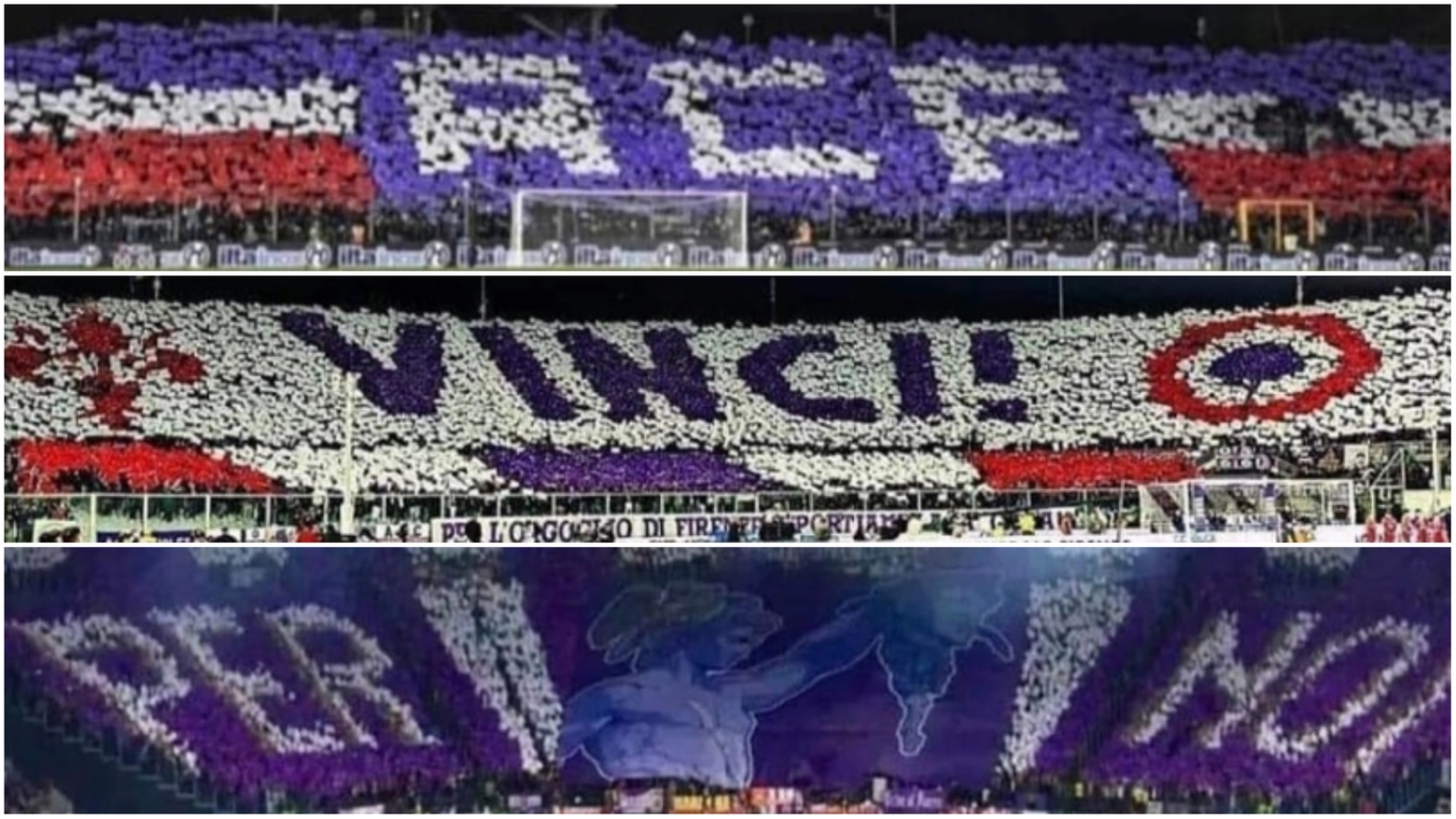 Le tre coreografie della Fiorentina Le tre coreografie della Fiorentina