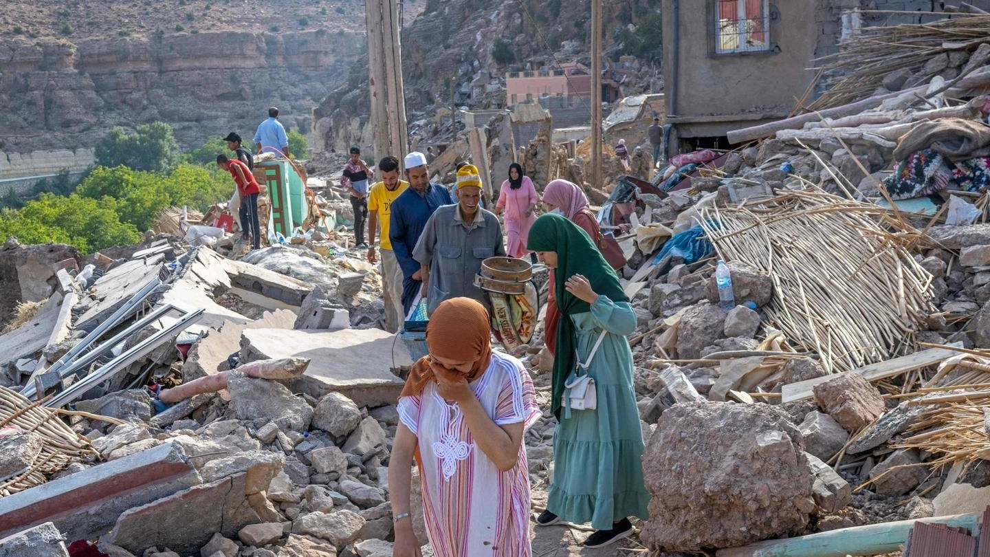 Un’immagine del terrificante terremoto che ha colpito il Marocco nei giorni scorsi. Sono quasi tremila le vittime accertate fino a oggi