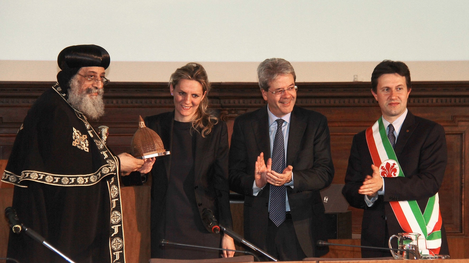 Papa Tawadros, Francesca Campana Comparini, Paolo Gentiloni e Dario Nardella