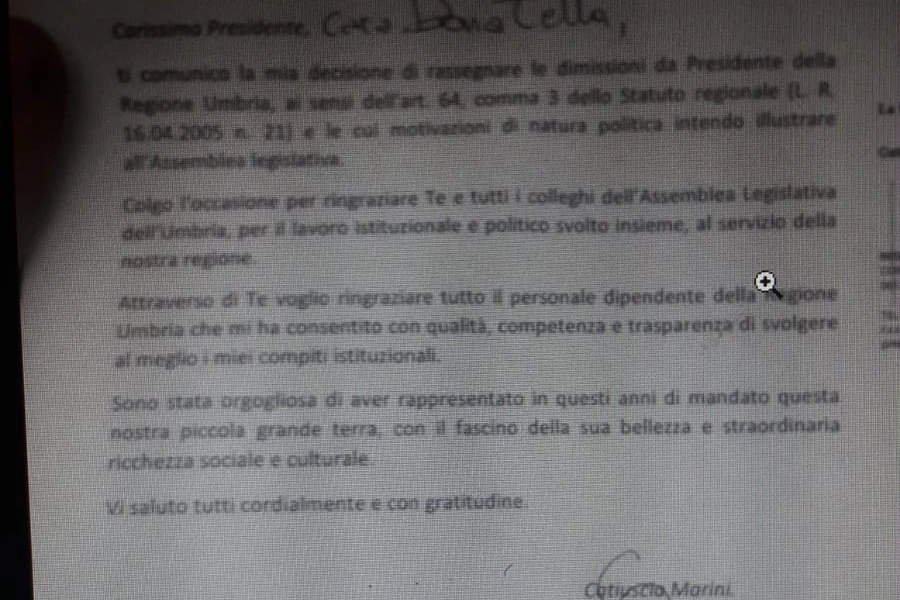 La lettera di dimissioni