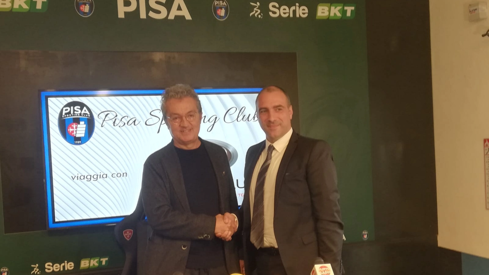 Il presidente del Pisa Corrado con il general manager di Rental Plus Stefano Orlandini