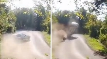 Due frame dell'incidente al Rally spezzino