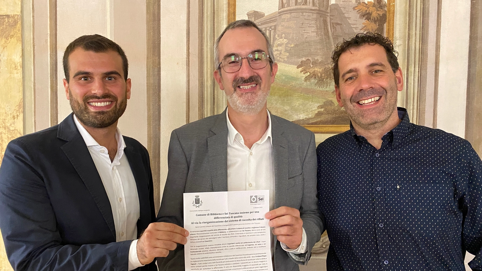 Sindaco Edgardo Reggiani, direttore operativo Sei Toscana e assessore Daniele Bronchi Sindaco Edgardo Reggiani, direttore operativo Sei Toscana e assessore Daniele Bronchi