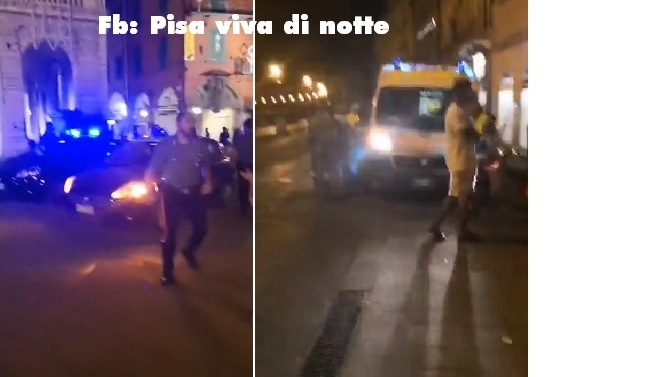 L'intervento di carabinieri e 118 in piazza Garibaldi a Pisa (Da Pisa viva di notte)