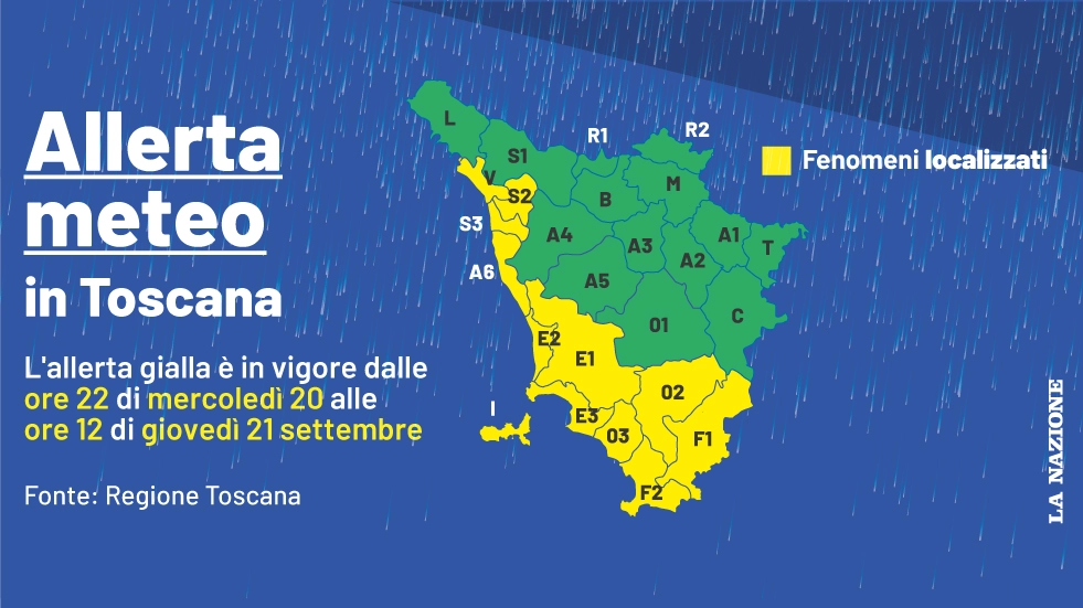 L'allerta meteo sulla Toscana