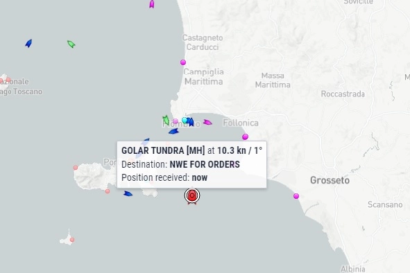 Posizione "Golar Tundra" ore 17,30 del 19 marzo 2023