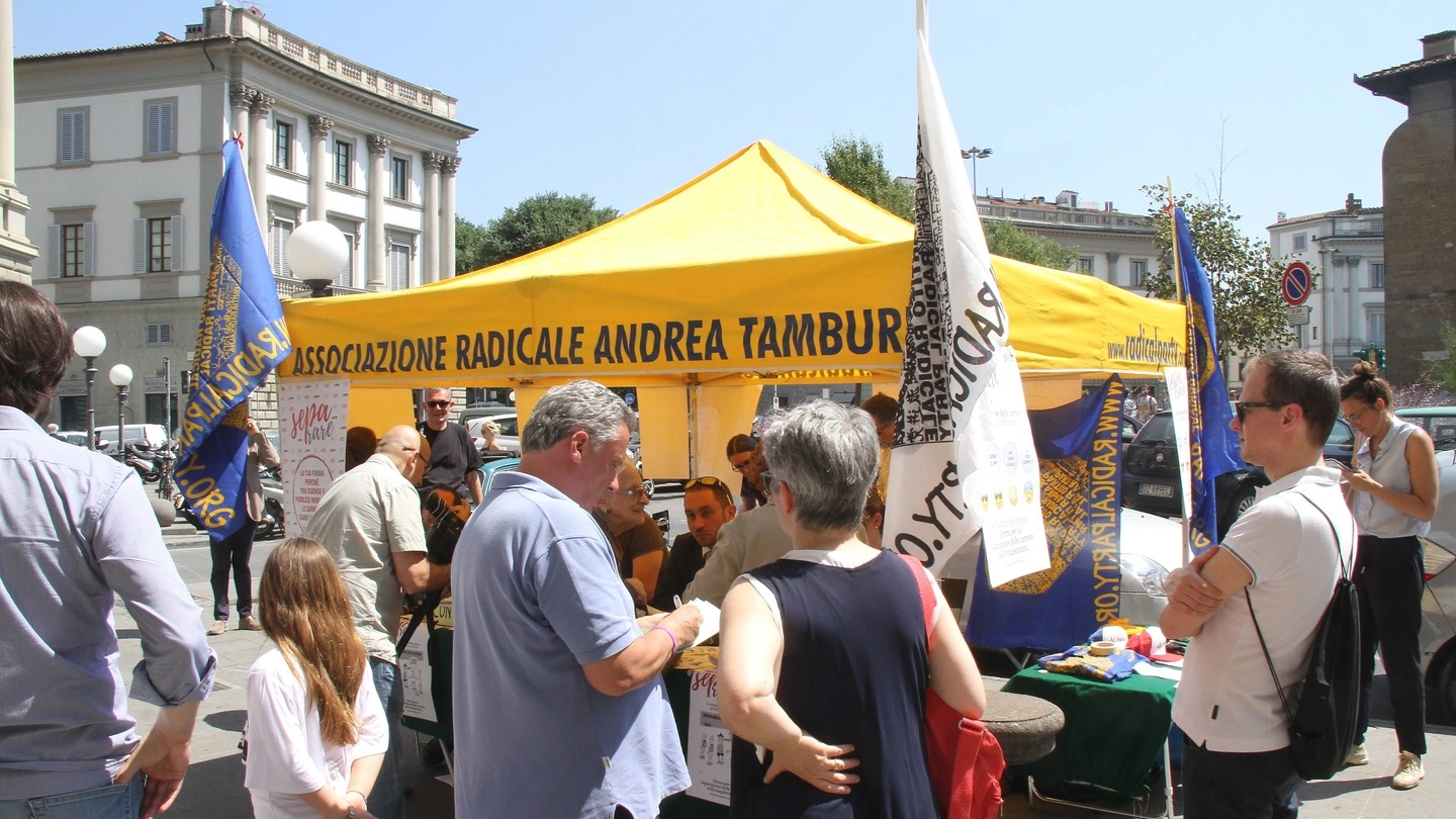 Il gazebo in piazza Beccaria (foto Umberto Visintini/New Pressphoto)