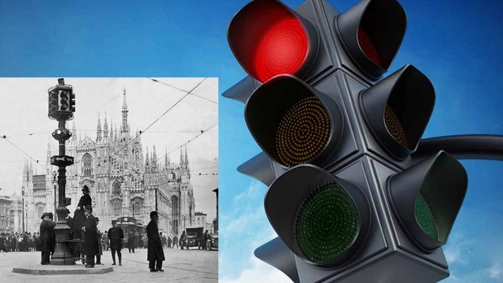 Il semaforo e l'installazione a Milano 