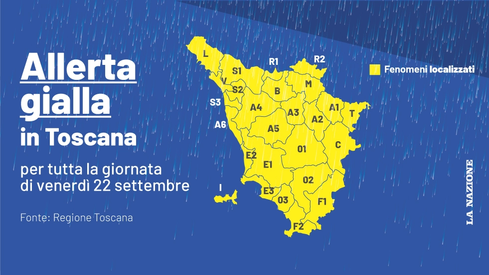 Allerta gialla per tutta la Toscana Allerta gialla per tutta la Toscana
