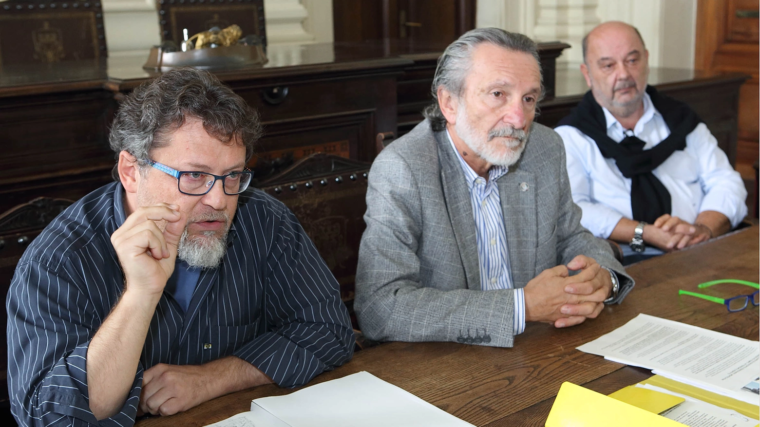 Da sinistra, il geologo De Martin Mazzalon, il sindaco Bellandi e il consigliere Morini