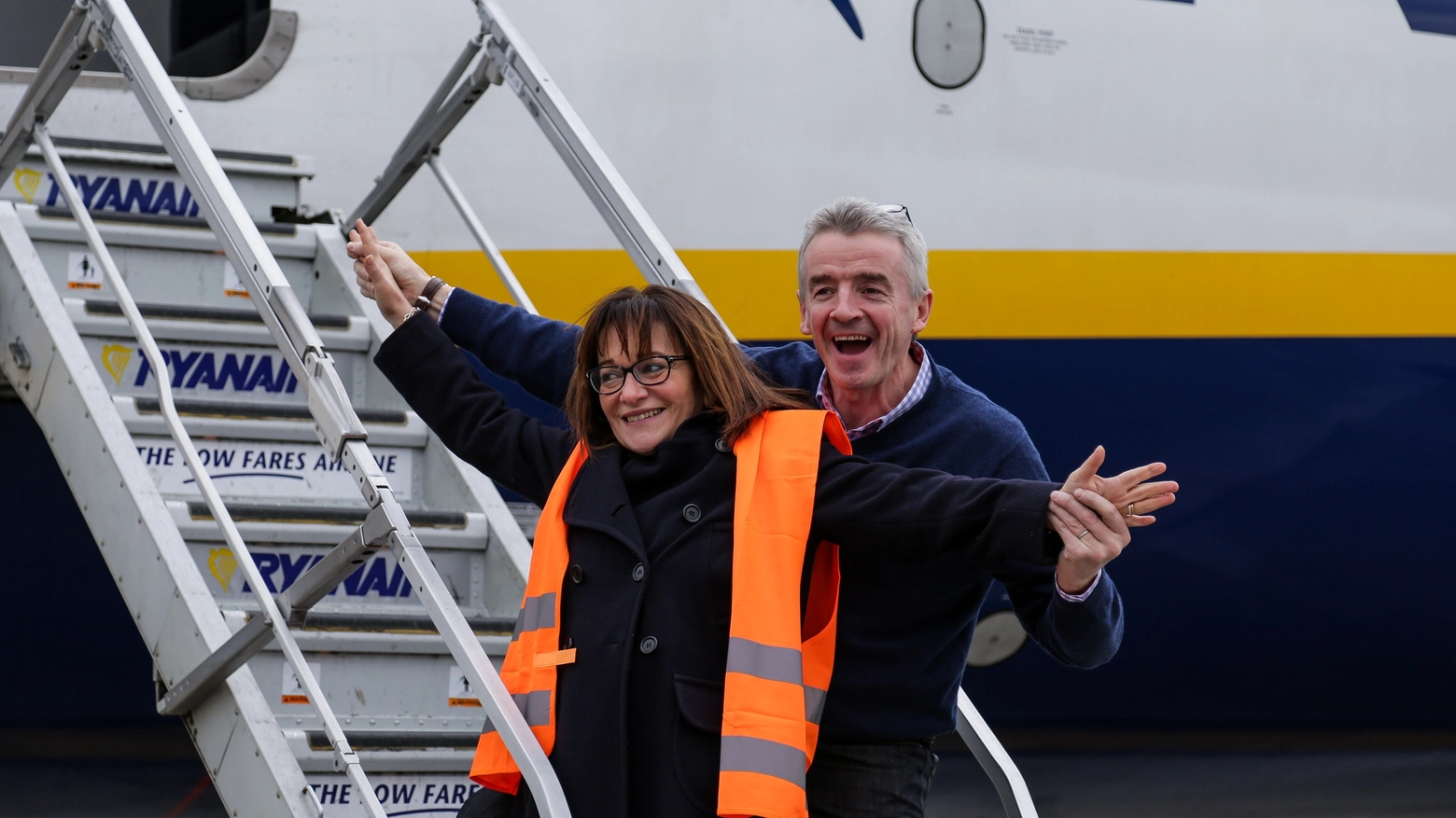 Gina Giani (amministratore delegato dell'aeroporto di Pisa) con Micheal O'Leary di Ryanair