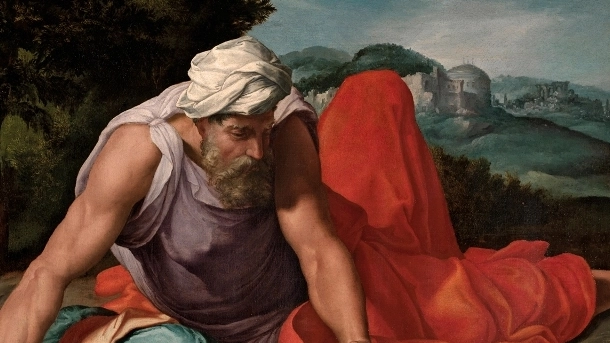 Un particolare del dipinto "Elia nel deserto"