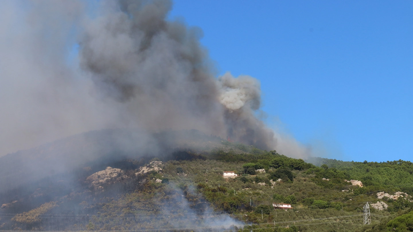 L'incendio sul Monte Serra (foto Valtriani)