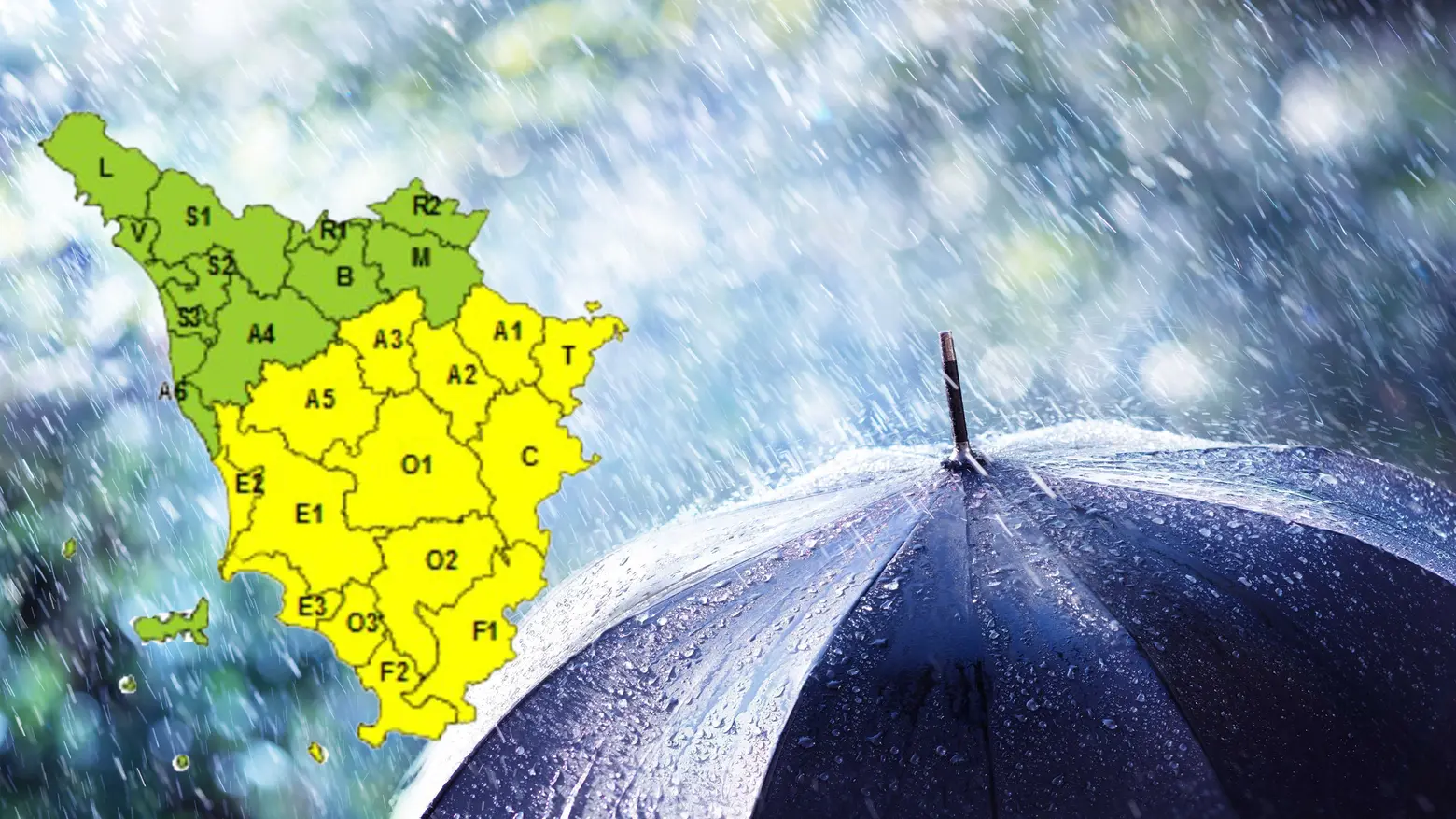 Allerta gialla per forti piogge