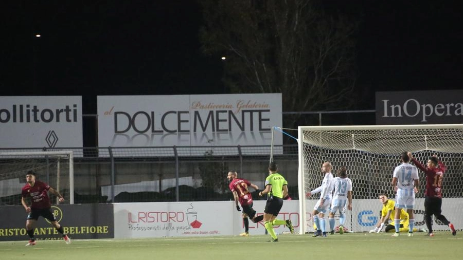 Pontedera-Entella, il gol di Catanese (Bongianni/Fotocronache Germogli)