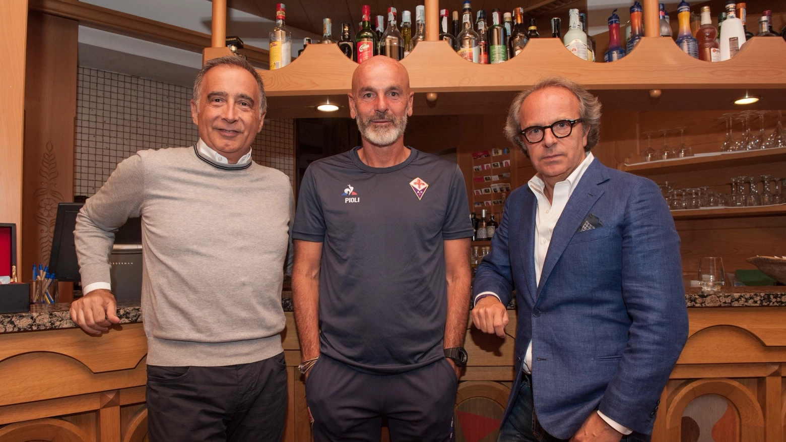 Mario Cognigni e Andrea Della Valle a cena con Pioli e la squadra a Moena(ACF Fiorentina) 