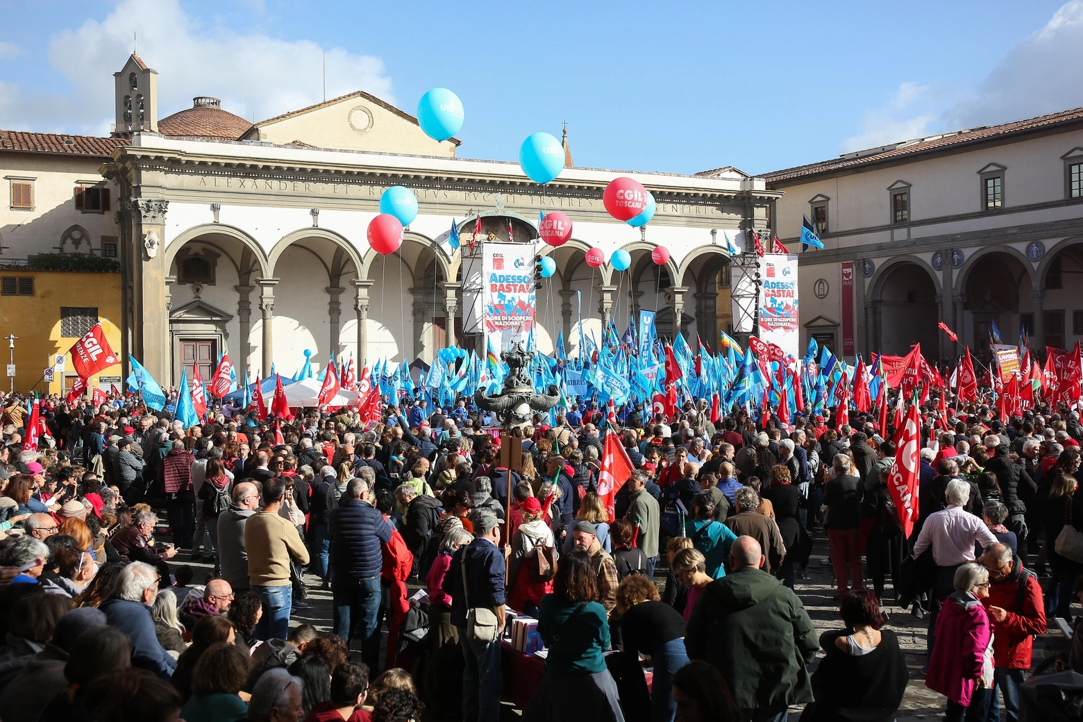 Un momento della manifestazione di Firenze