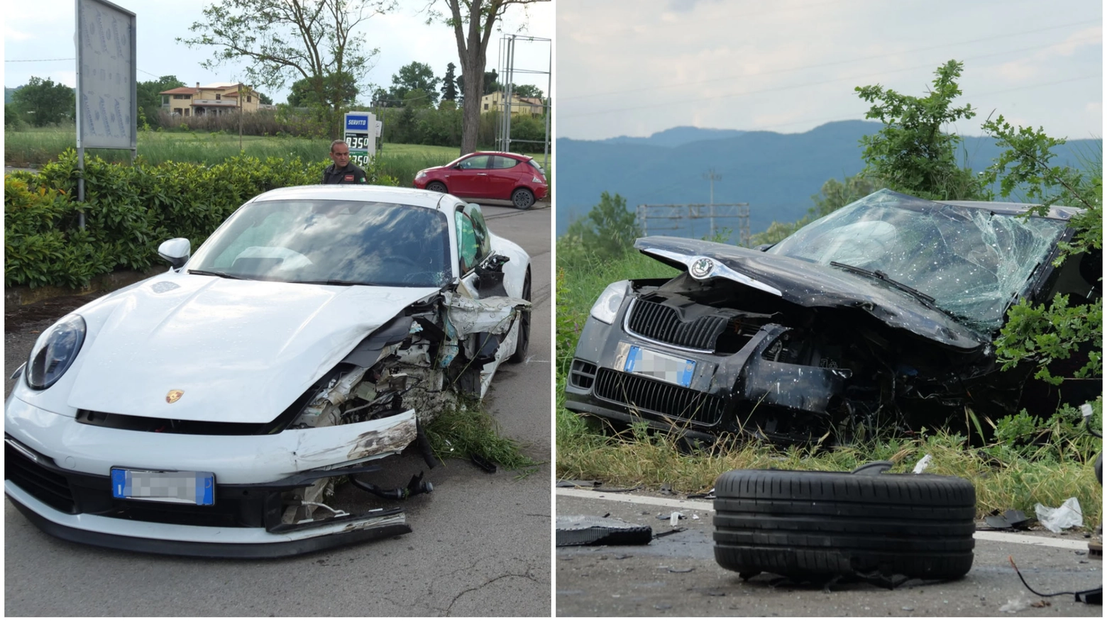 Le due auto coinvolte nell'incidente (Foto Cristini)
