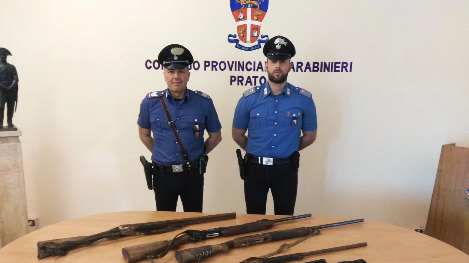 Le armi trovate dai carabinieri in un terreno agricolo