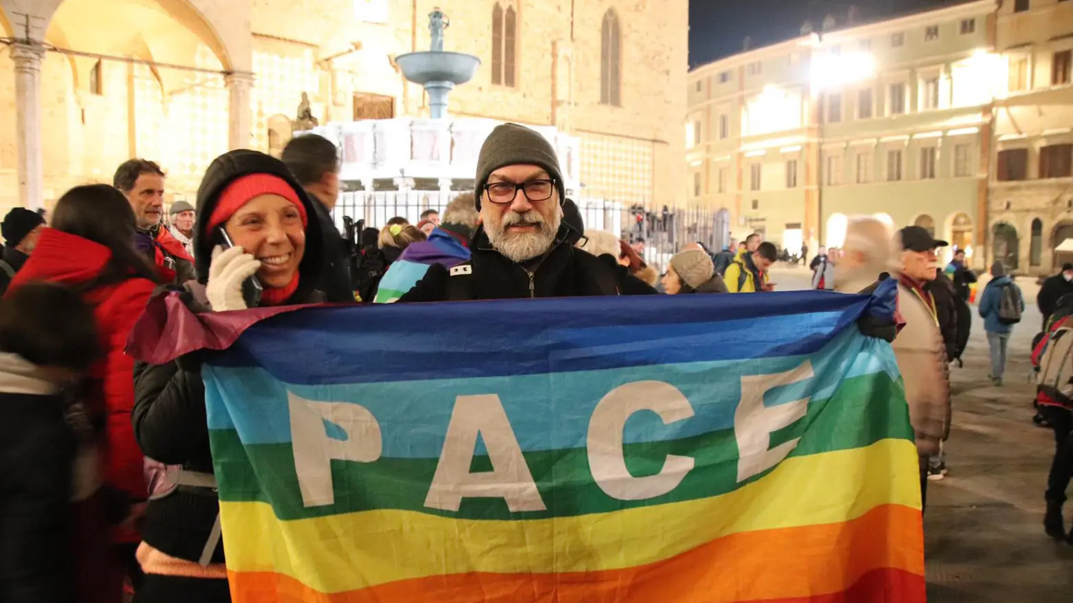 La partenza della marcia per la pace Perugia-Assisiil 23 febbraio 2023