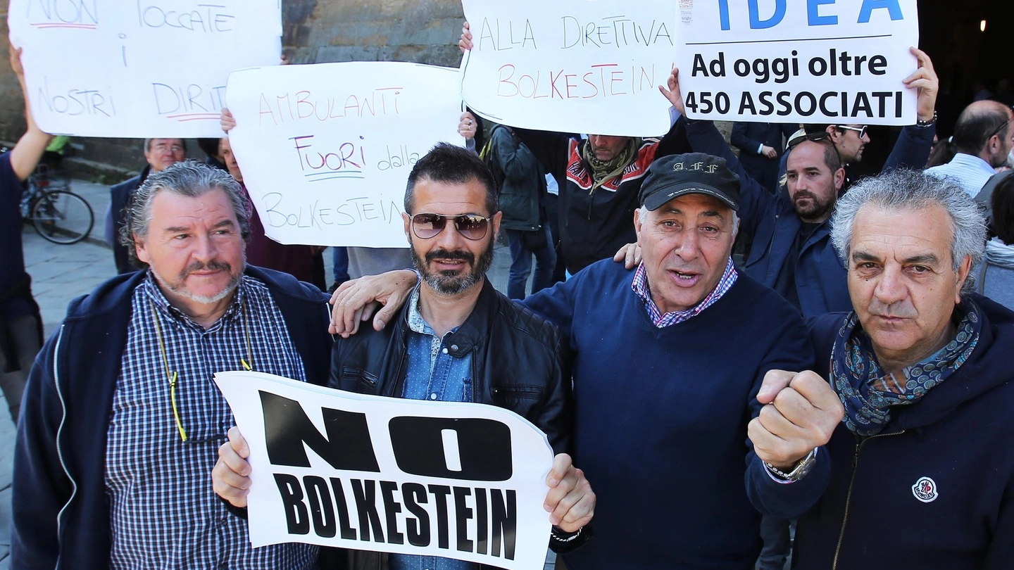 Protesta ambulanti contro la direttiva Bolkestein davanti a Palazzo Vecchio