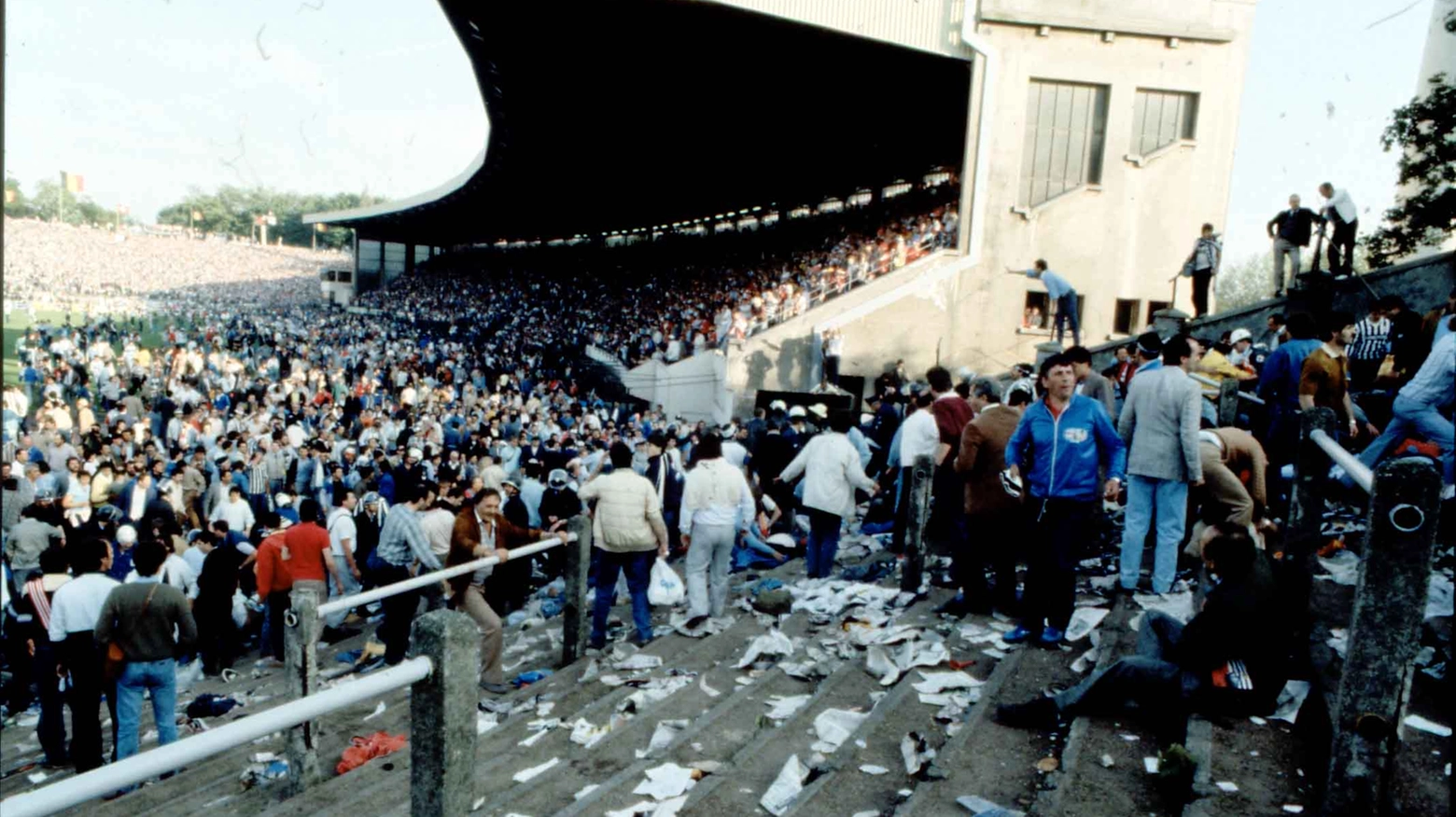 Un'immagine della tragedia dell'Heysel