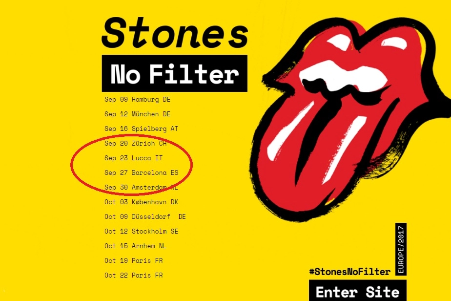 L'annuncio del concerto sul sito dei Rolling Stones
