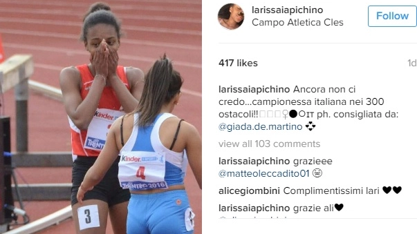 Larissa Iapichino esulta su Instagram