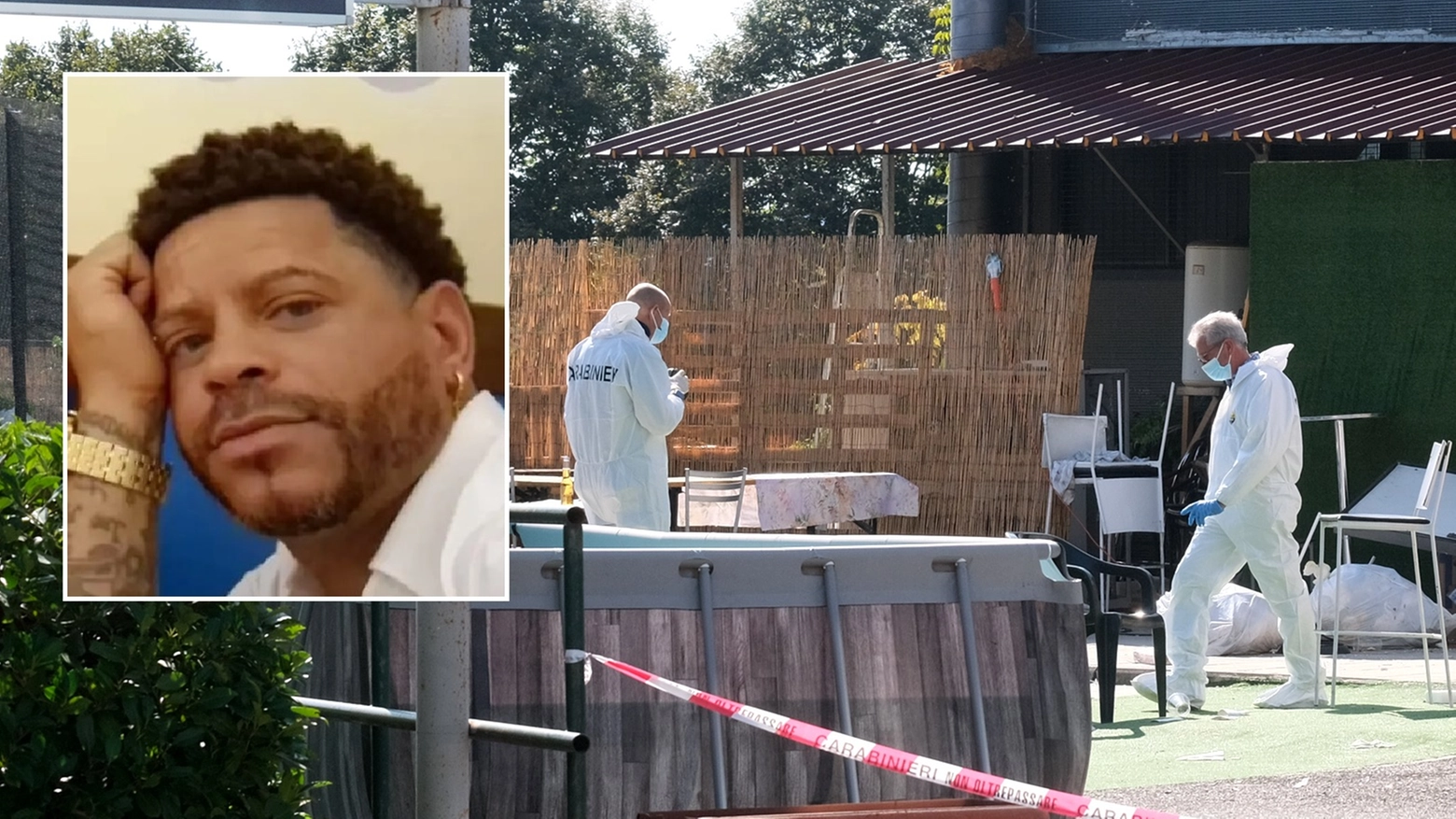 I rilievi sul luogo dell'omicidio, accaduto a Terranuova Bracciolini. Nel riquadro la vittima