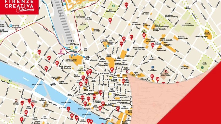 La mappa con i negozi artigiani di Firenze 