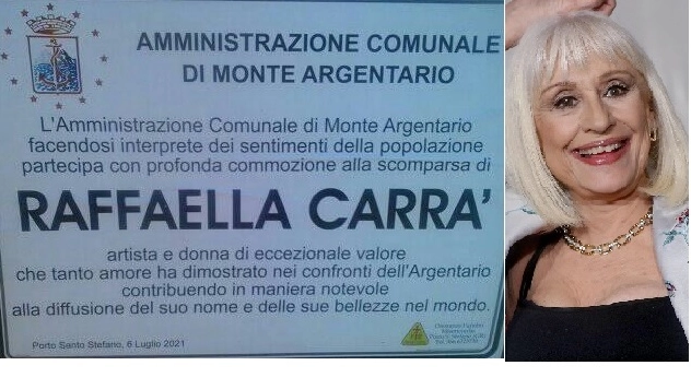 Il manifesto funebre per Raffaella Carrà