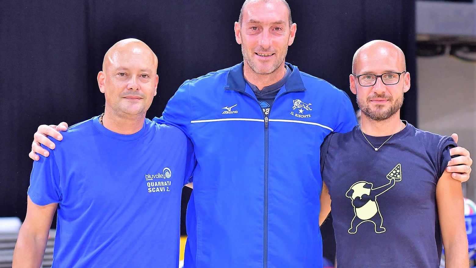 da sinistra l'assistente Bettarini, il grande Marco Bracci e coach Davide Torracchi