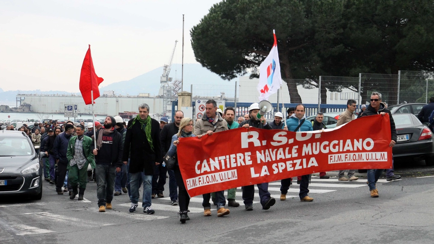 La protesta dei lavoratori della Fincantieri (Frascatore)