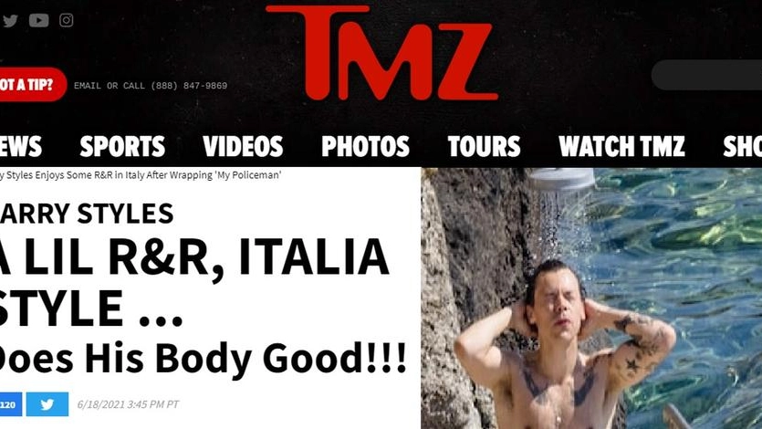 Harry Styles in Toscana: la notizia sul sito di Tmz