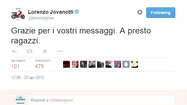 Il saluto di Jovanotti ai fans