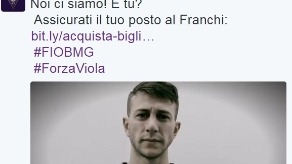 Il pasrticolare di un tweet della Fiorentina per chiamare i tifosi allo stadio