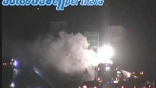 Incendio in autostrada (foto da webcam Società Autostrade)